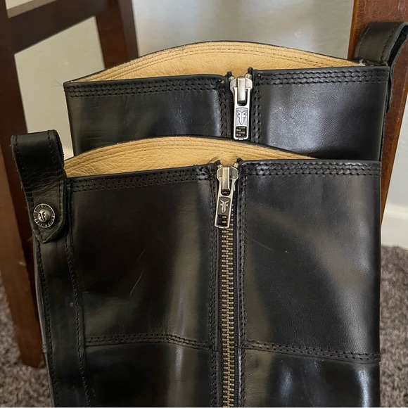 Frye Melissa Harness Inside Zip Tall Boot Black Size 6.5 B Black Smooth Leather - Picture 8 of 12